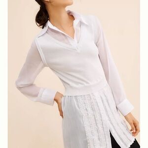 Dot and Lu Twofer Knit Vest Chiffon Top